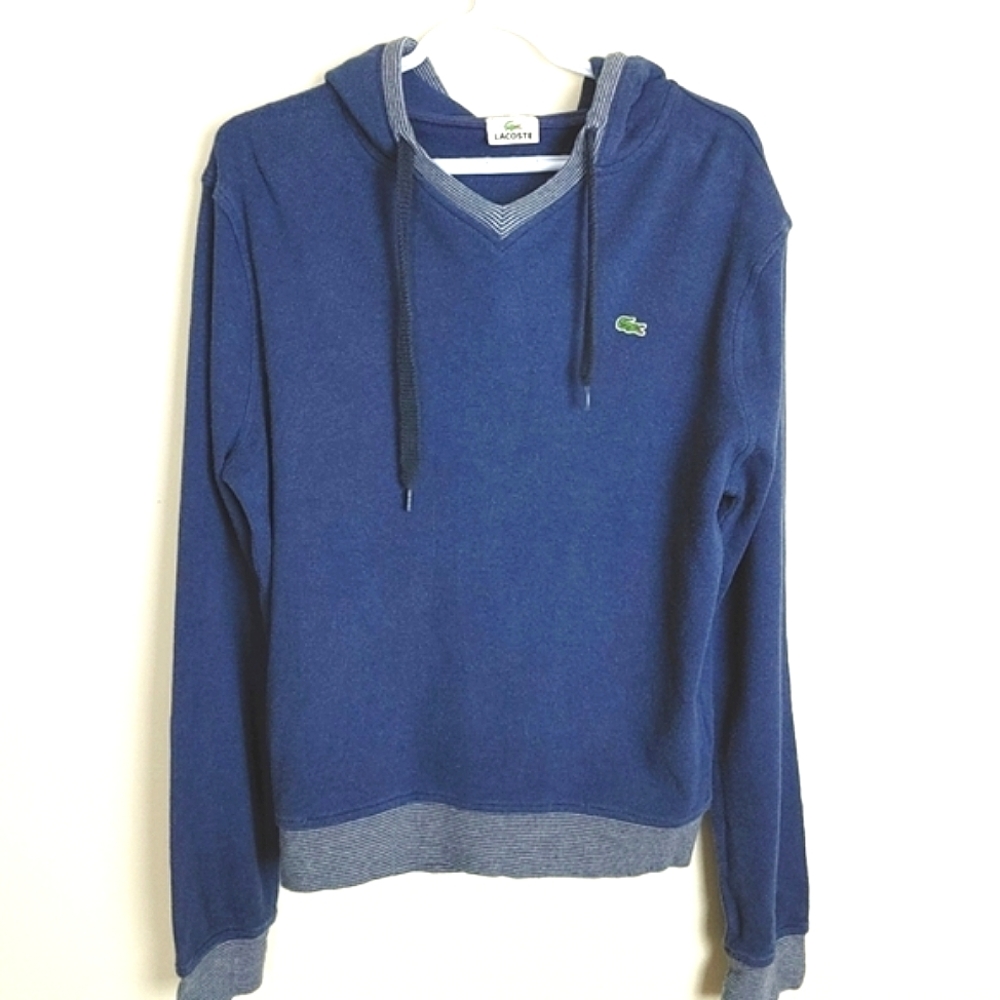 Lacoste Blue pullover hoodie sweatshirt sweater striped 4